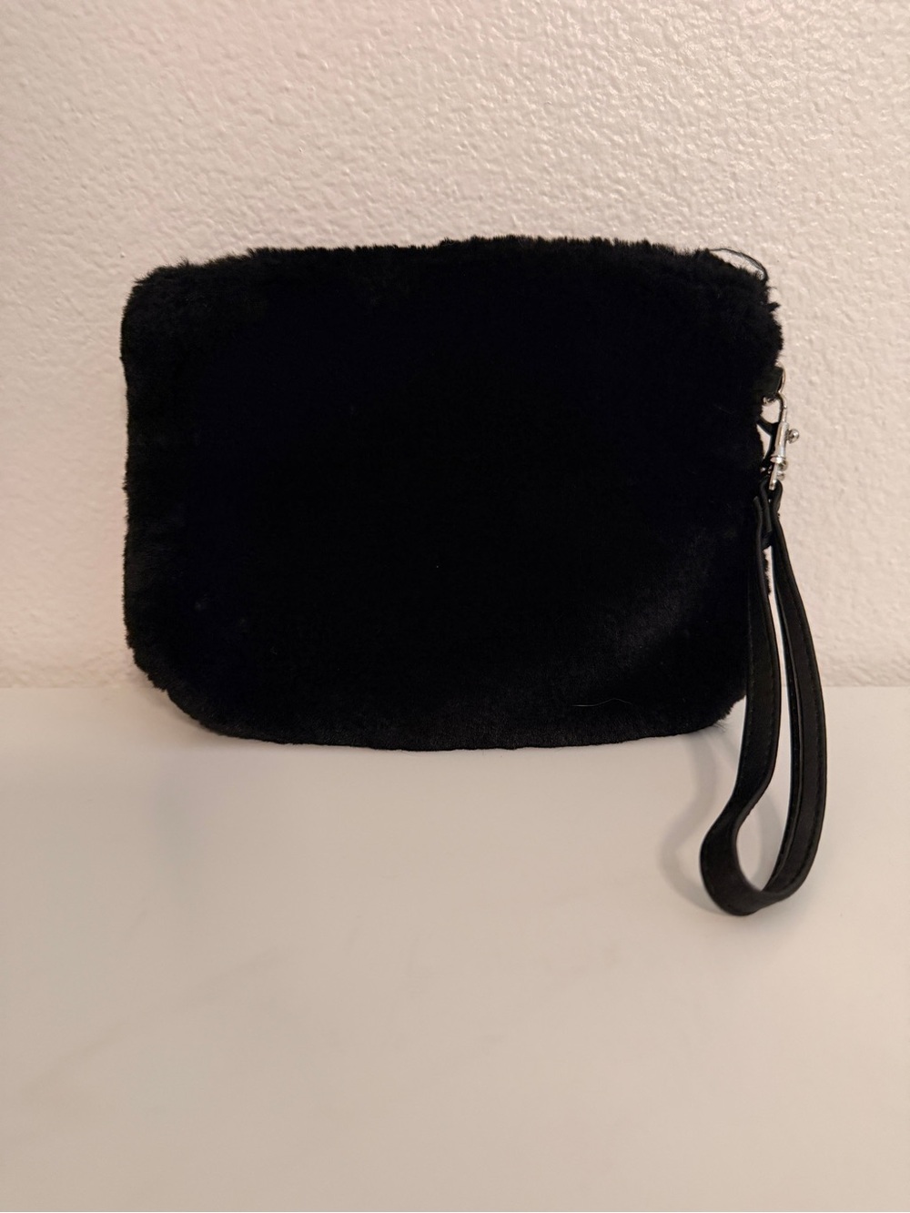 a new day Black Faux Fur Wristlet Clutch